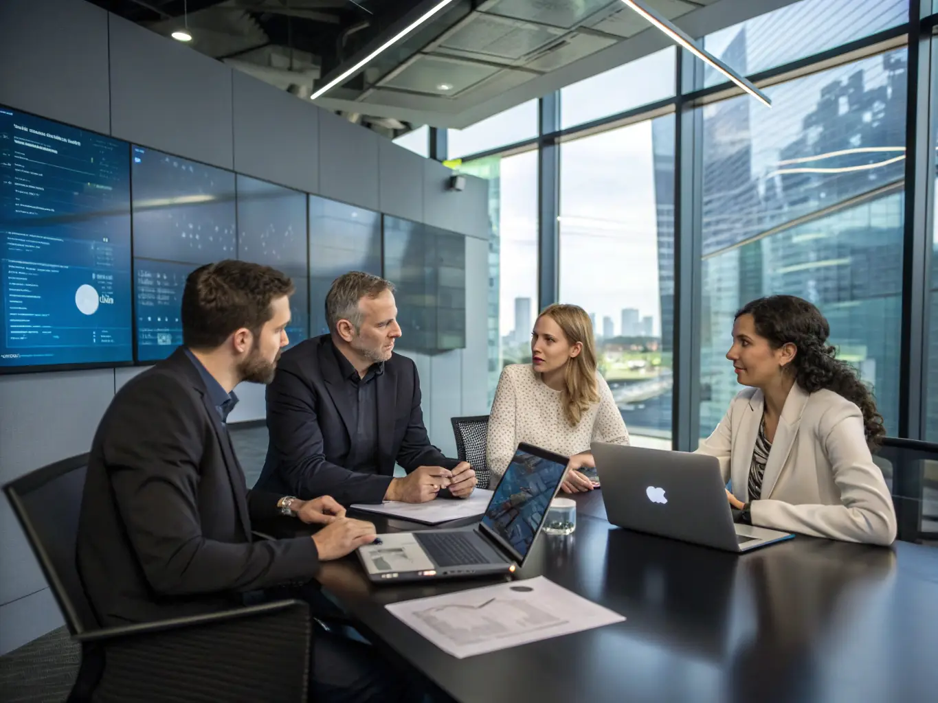 A professional team collaborating on a complex AWS cloud migration strategy, showcasing Fractivo's expertise in seamless transitions and minimal disruption for a consulting client.